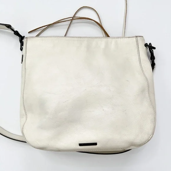 White Rebecca Minkoff Studded Braided Leather Crossbody Bag - Picture 5 of 8